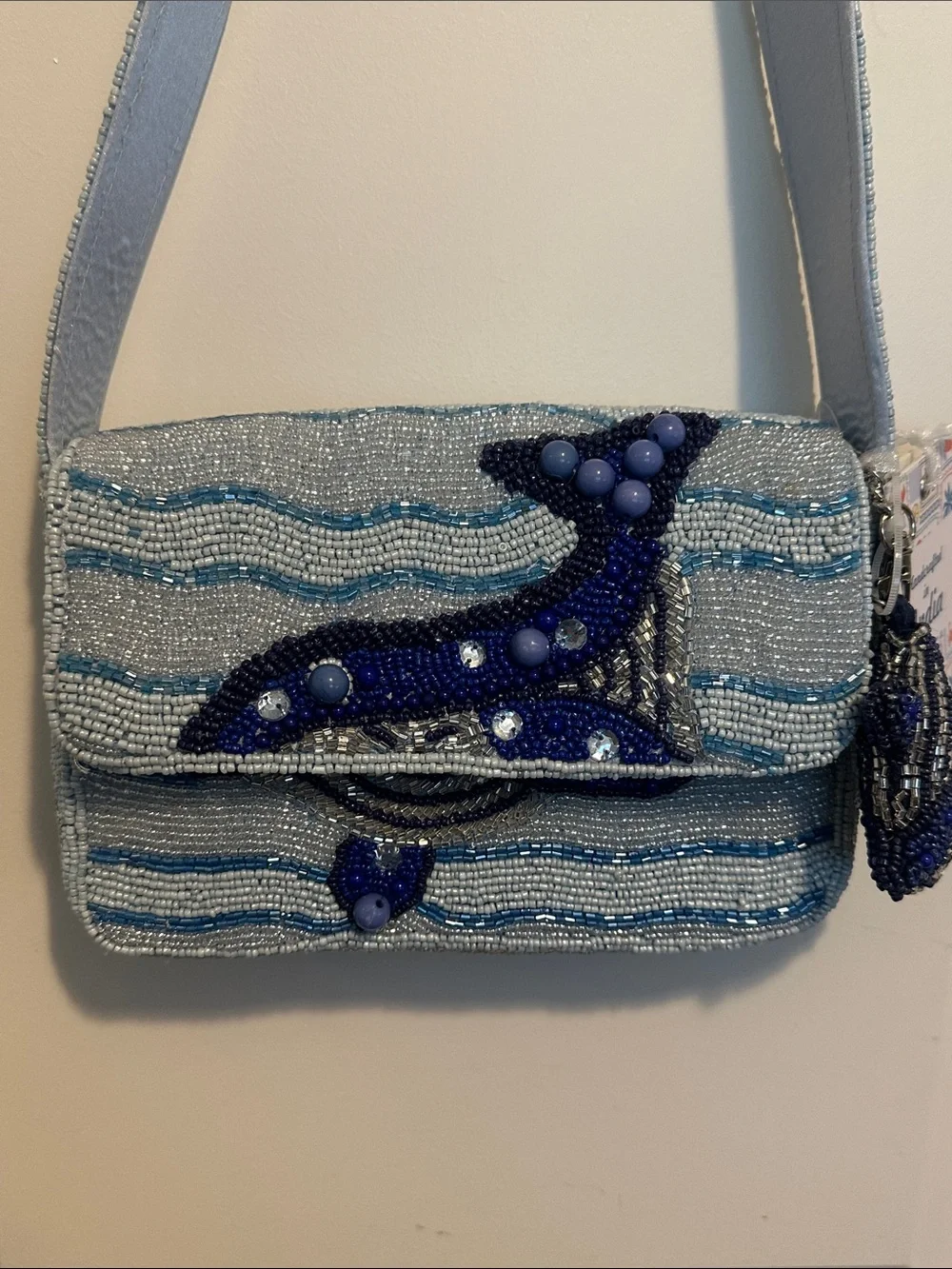 NEW RELEASE Made In India Beaded Blue Whale Bag With Charm NWT